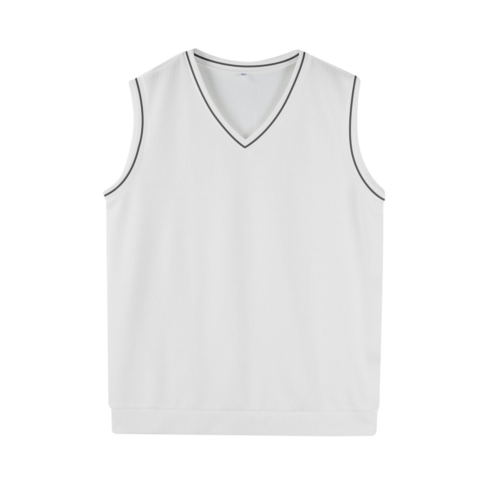 thumbnail image 4 of Camiseta sin mangas de punto para hombre, cuello en V, primavera, lisa, ligera, para hacer ejercicio, 4 of 6